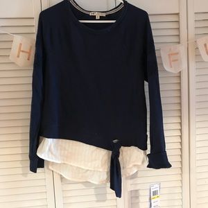 Sweatshirt sweater with blouse